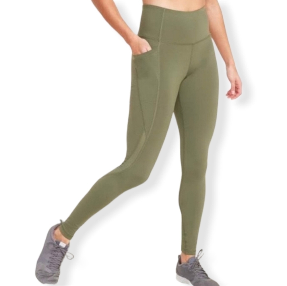 Old Navy Active Go Dry Olive Green Mesh Panel Leggings Small